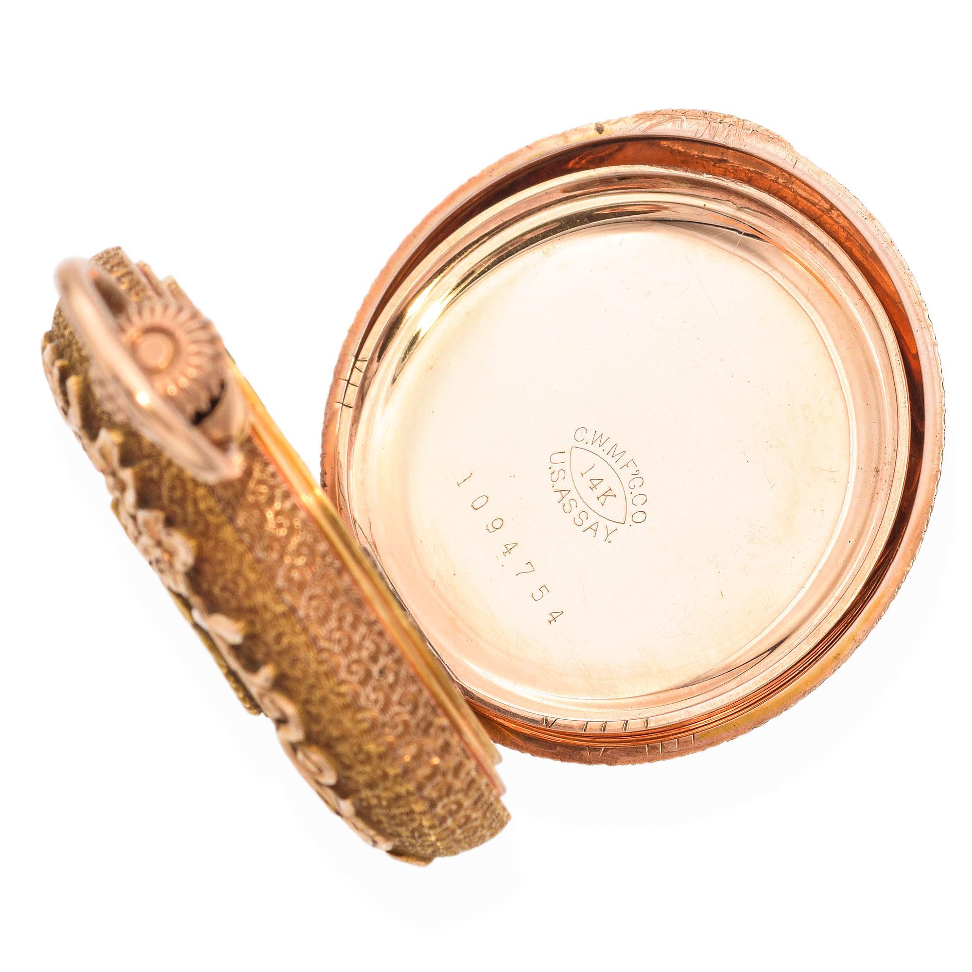 Waltham, montre de poche ancienne de 1903 en or jaune 14 carats en vente 4