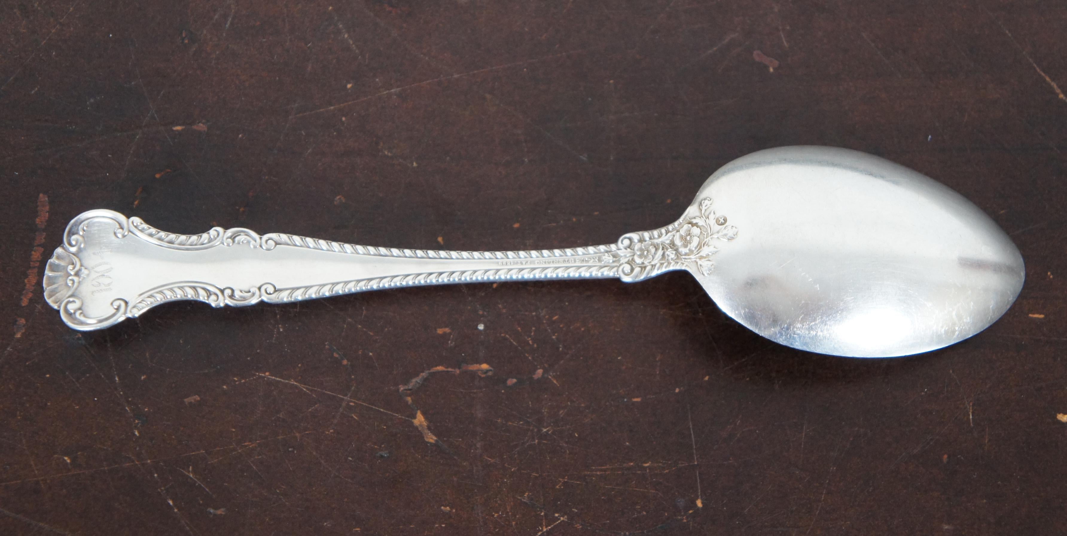 Antique 1904 Gorham Sterling Silver 925 Cambridge Floral Serving Spoon 56g In Good Condition In Dayton, OH