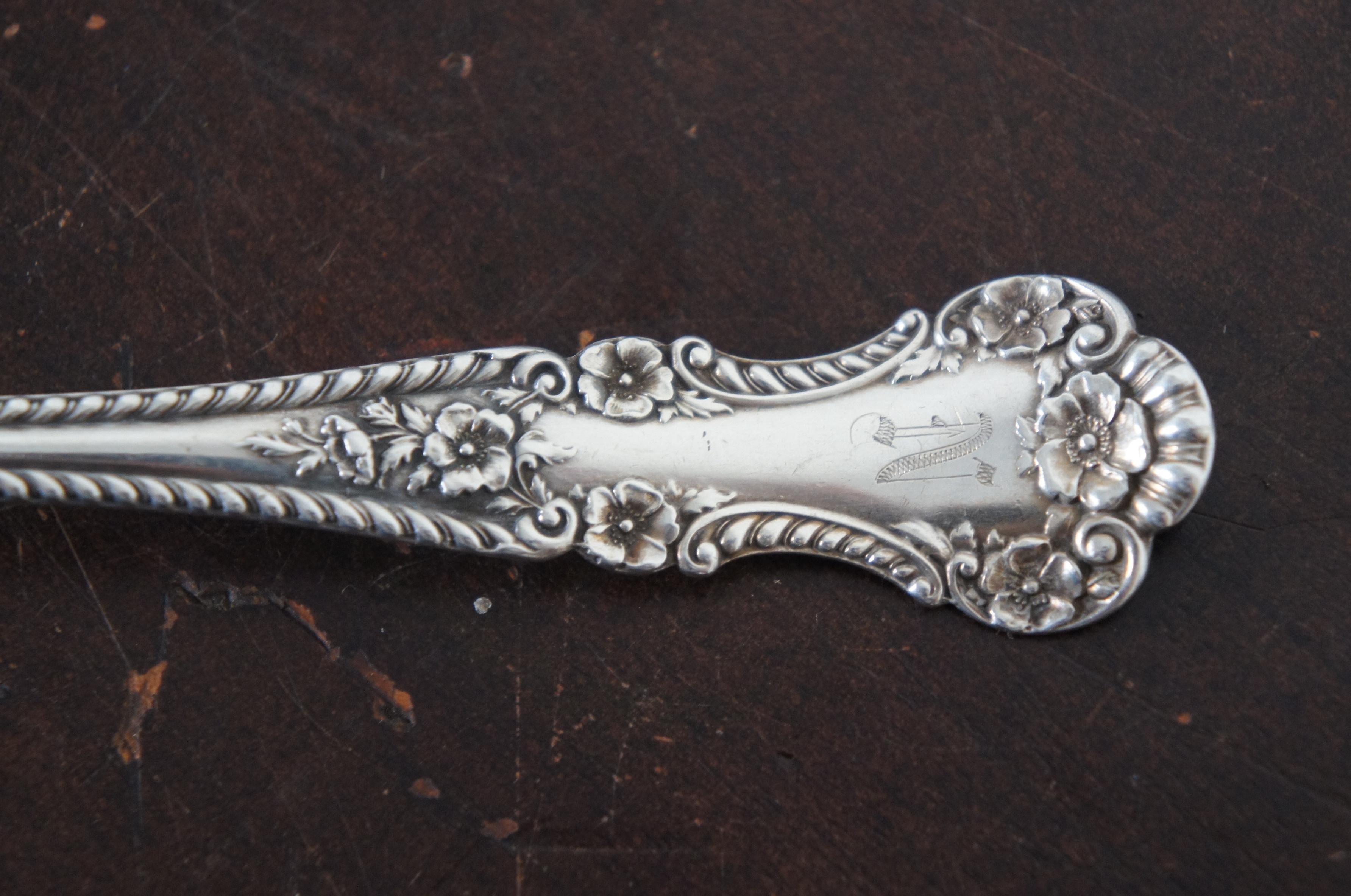 Antique 1904 Gorham Sterling Silver 925 Cambridge Floral Serving Spoon 56g 4