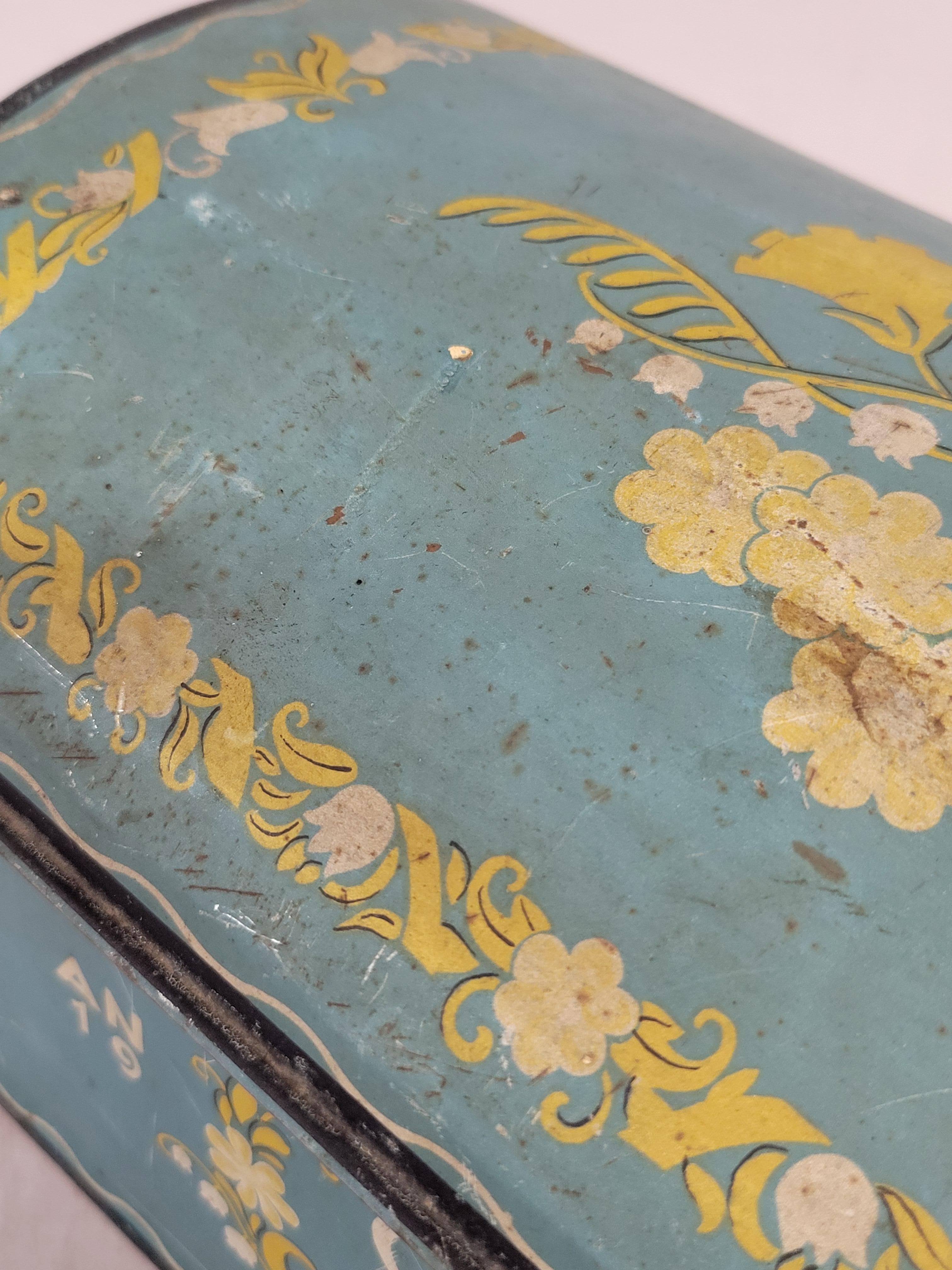 Paint Antique 1904 Swedish Large Chocolate Tin For Sale