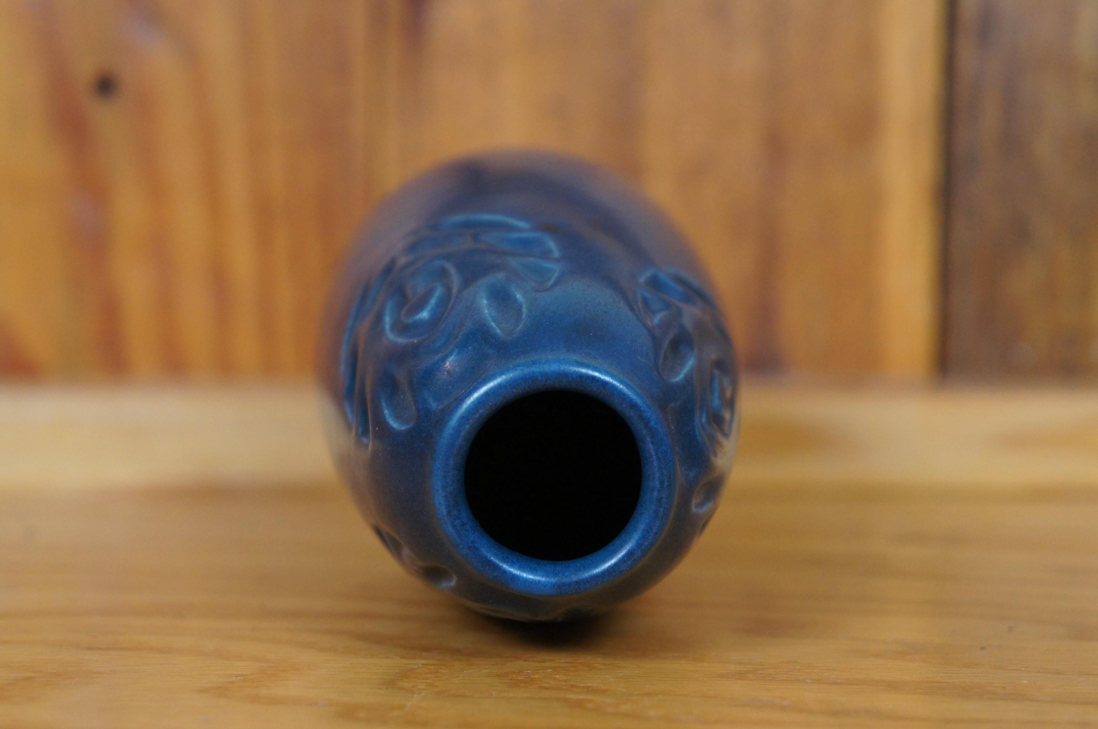 Americano Antico 1904 XIX Rookwood Arts Nouveau Vaso a bocciolo blu smaltato 6