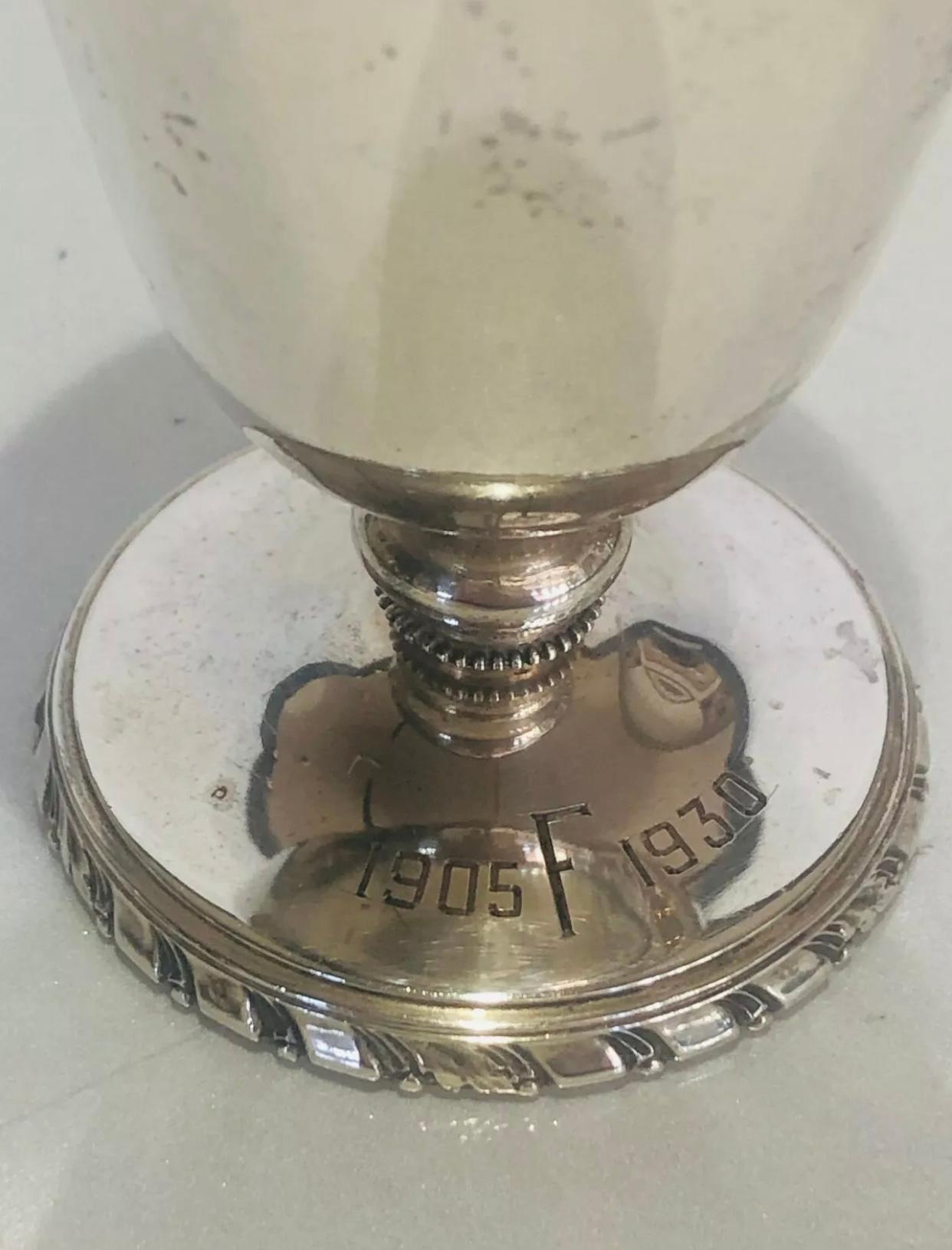 Antique CARTIER 1905-1930 Sterling Silver and Jade Tray and Chalice Cup Set For Sale 4