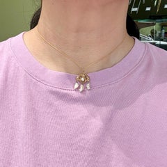Antique 1905 Art Nouveau Pearl Drop Pendant Necklace 14k Yellow Gold