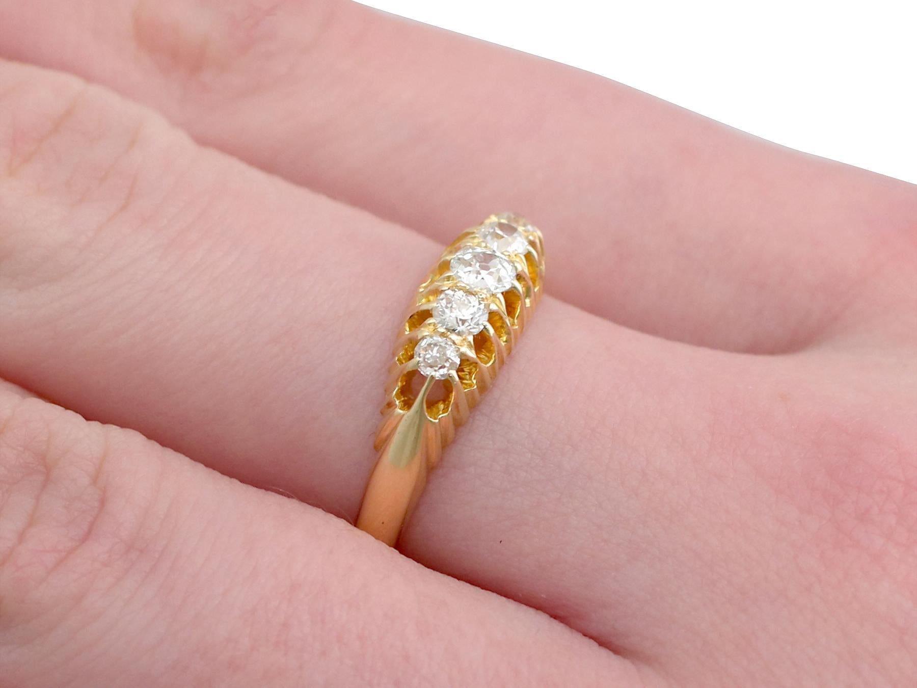 Antique 1905 Diamond and Yellow Gold Five-Stone Cocktail Ring In Excellent Condition For Sale In Jesmond, Newcastle Upon Tyne