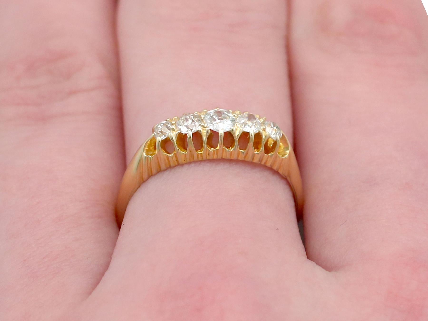 Women's Antique 1905 Diamond and Yellow Gold Five-Stone Cocktail Ring For Sale