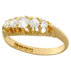 Antique 1905 Diamond and Yellow Gold Five-Stone Cocktail Ring