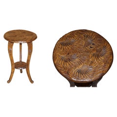 Antique 1905 Liberty's London Hand Carved Side End Lamp Wine Table Oriental Look