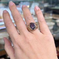 Antique 1905 Synthetic Color Change Sapphire Dragon Ring 10k Yellow Gold