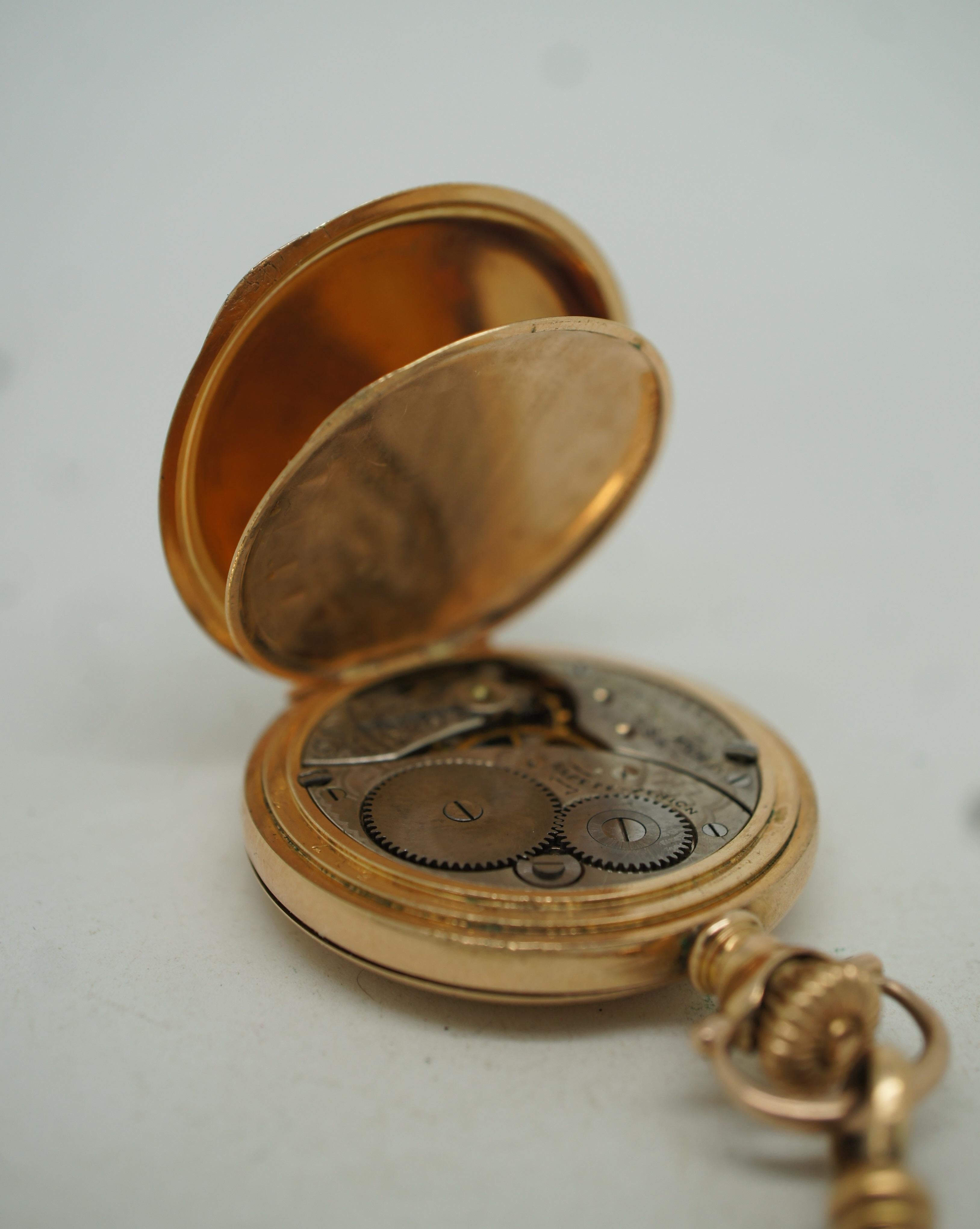 Antique 1906 Elgin National Deuber Special 7 Jewel 14k GF Hunter Pocket Watch  3
