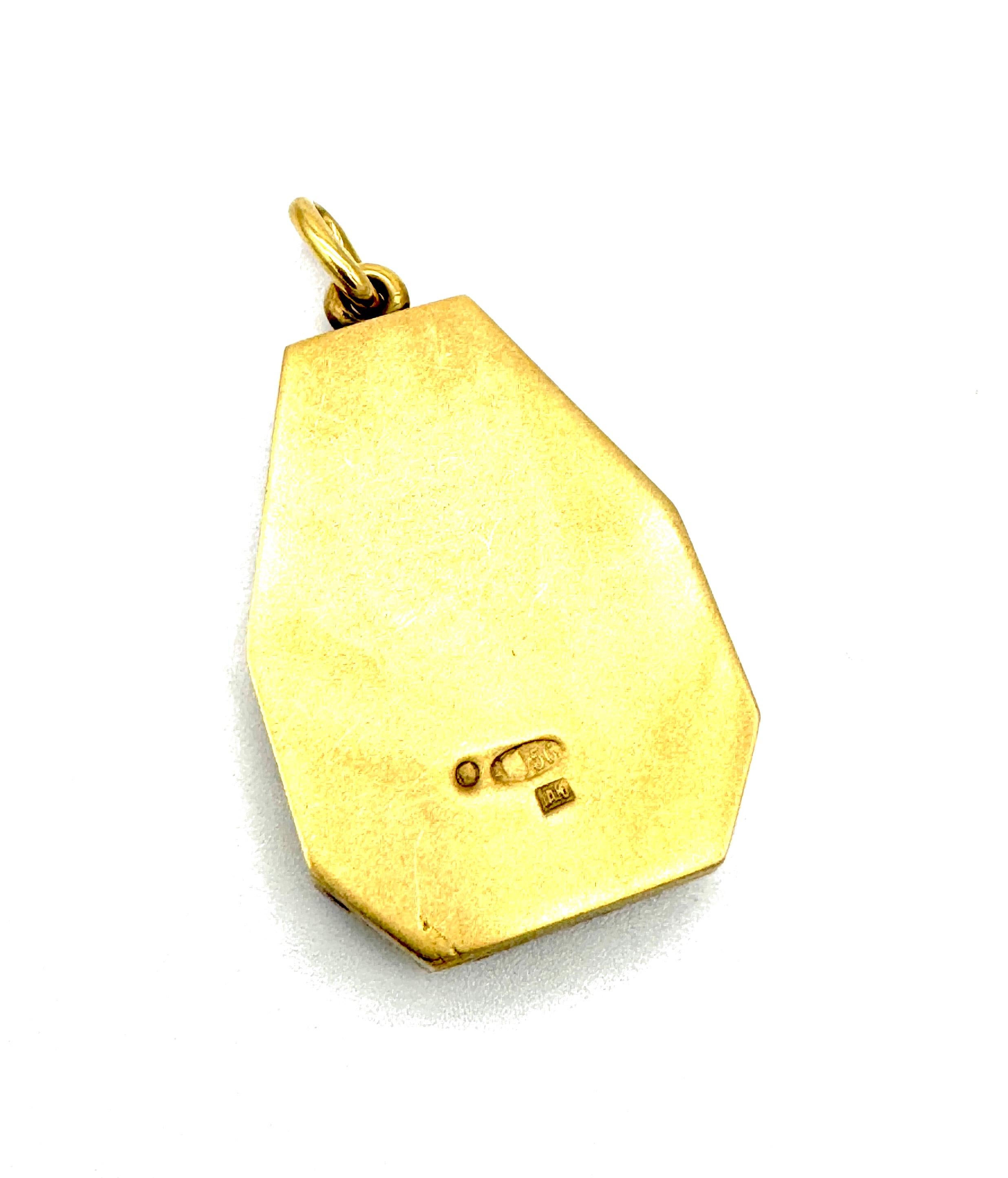 Antiguo 1908  Collar Colgante Relicario Belle Époque Oro 14 K Diamante Rubí Esmalte Corte mixto en venta