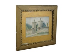 Antique 1908 CG Churchill St Augustine Florida City Gate Watercolor Painting 16"