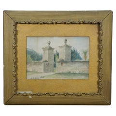 Antique 1908 CG Churchill St Augustine Florida City Gate Watercolor Painting 16"