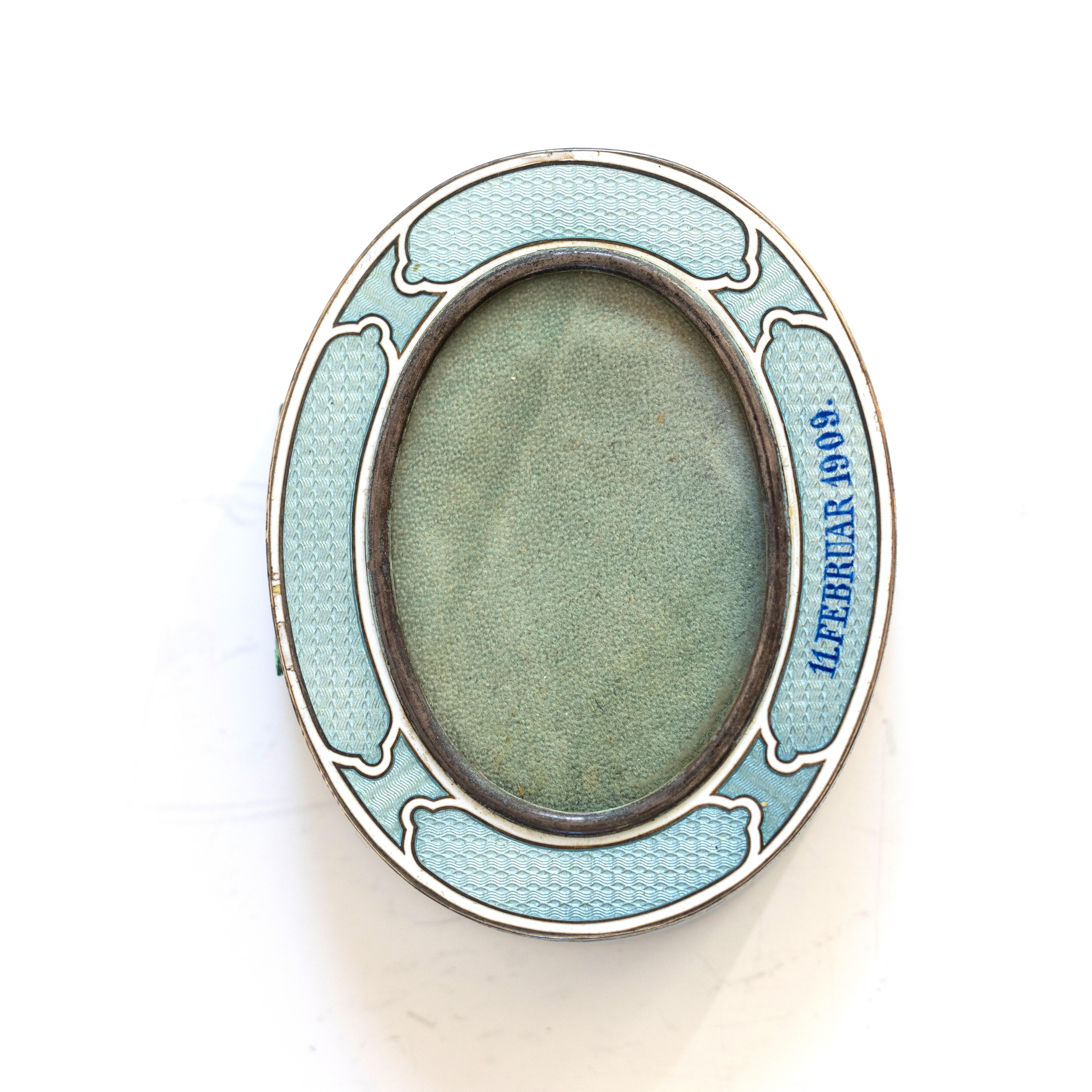 Boîte en argent émaillé bleu signée Monk Wien, 1909 en vente 3