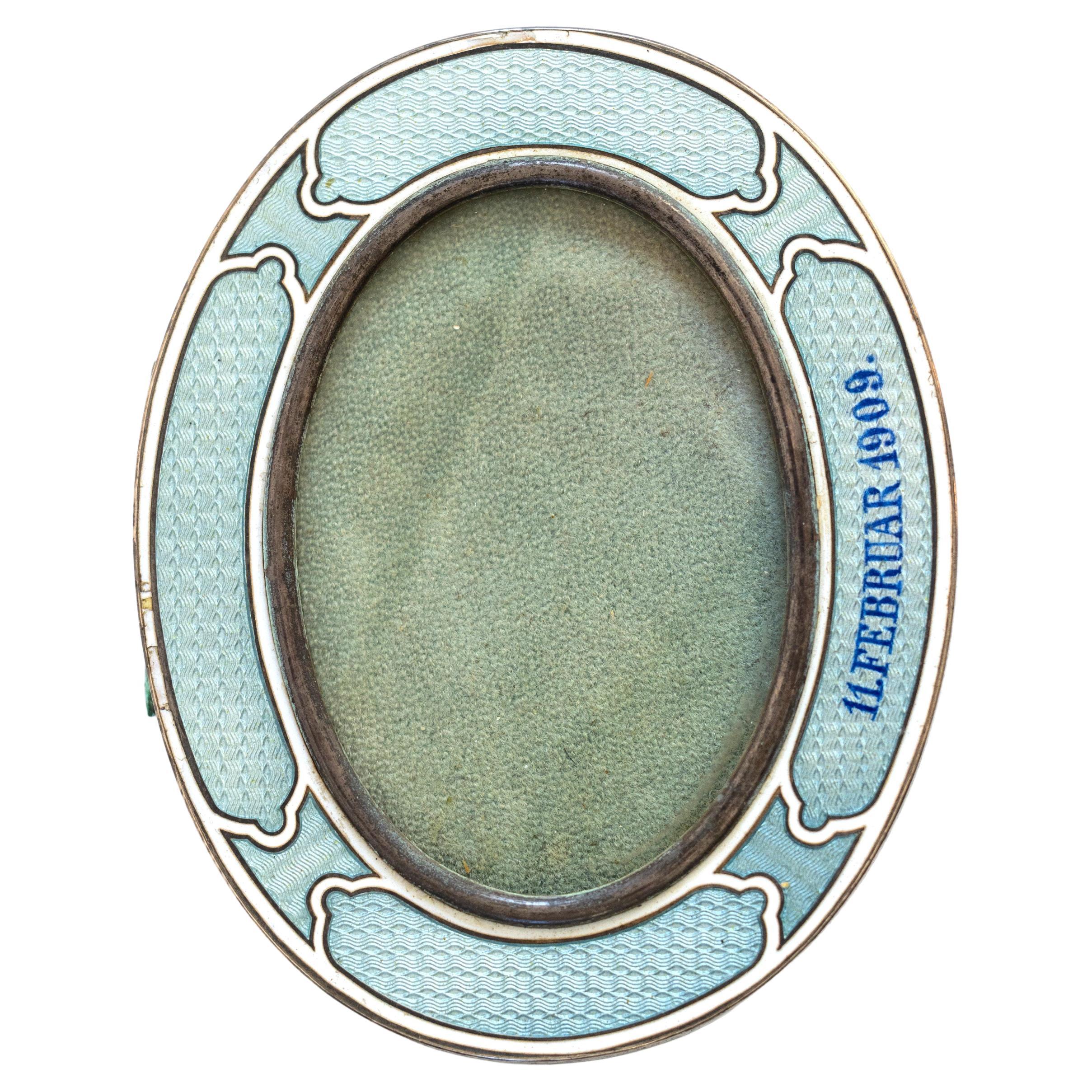 Boîte en argent émaillé bleu signée Monk Wien, 1909 en vente