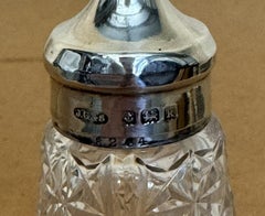 ANTIQUE 1909 JOHN GRINSELL & SONS STERLING SiLVER CUT GLASS CRYSTAL SALT SHAKER