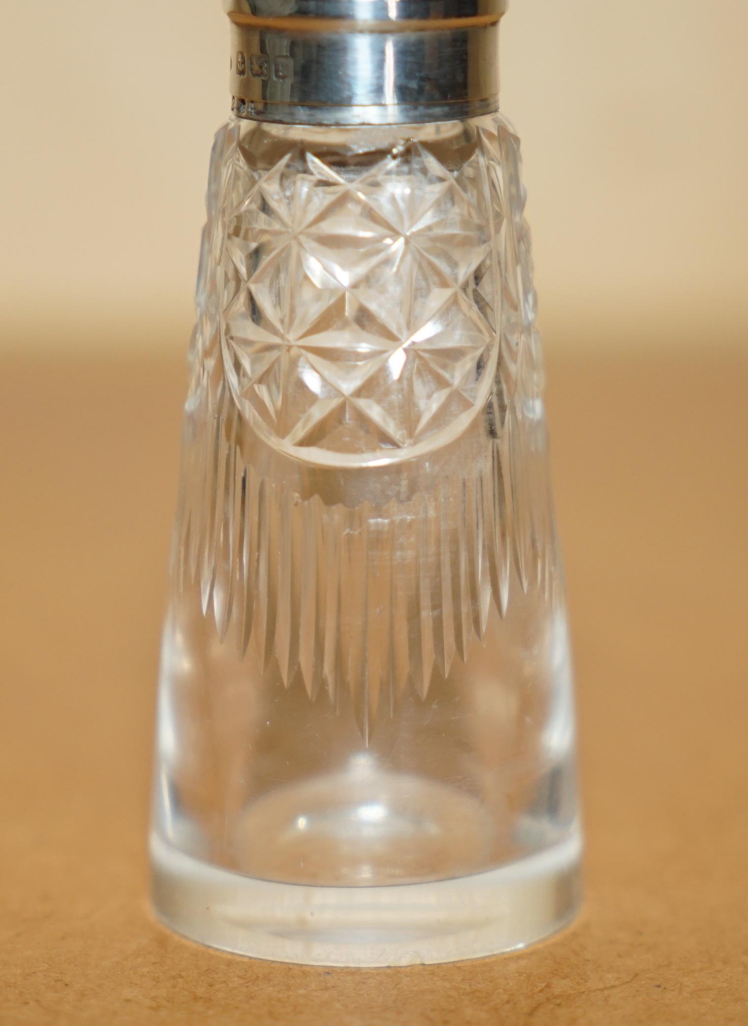 Early 20th Century ANTIQUE 1909 JOHN GRINSELL & SONS STERLING SiLVER CUT GLASS CRYSTAL SALT SHAKER For Sale