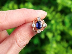 Antike Ohrringe aus 15 Karat Gelbgold mit 1,90 Karat Saphir und 0,50 Karat Diamant