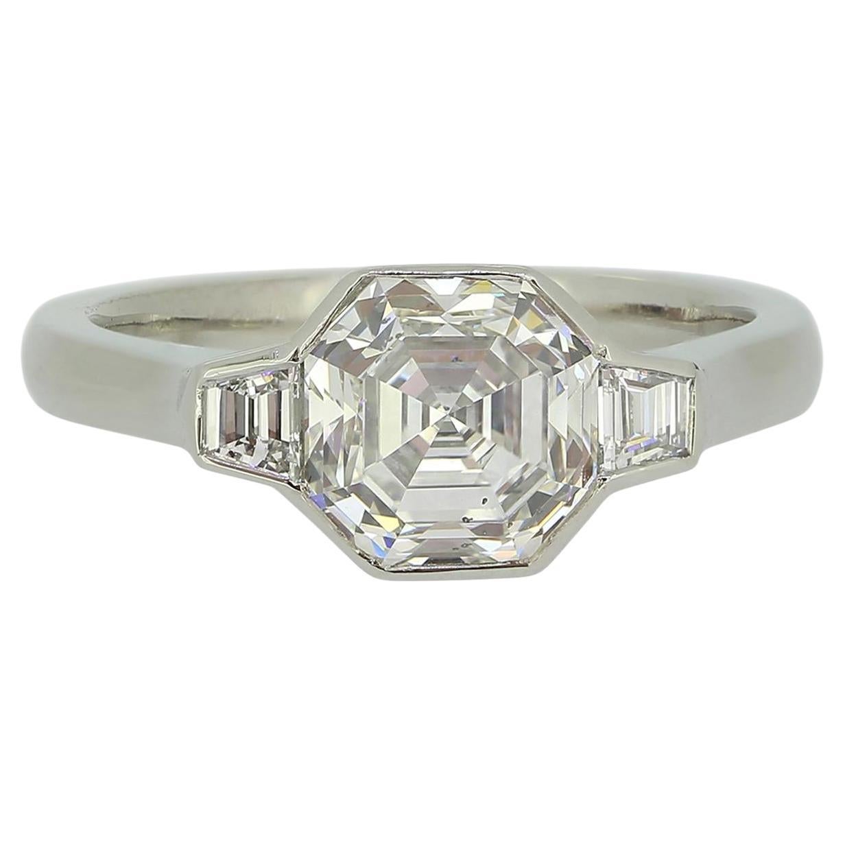 Antique 1.91 Asscher Cut Diamond Ring