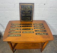 Antique 1910- 1920s Brass Bank Sign "LEGAL HOLIDAY" complete set, interchangable