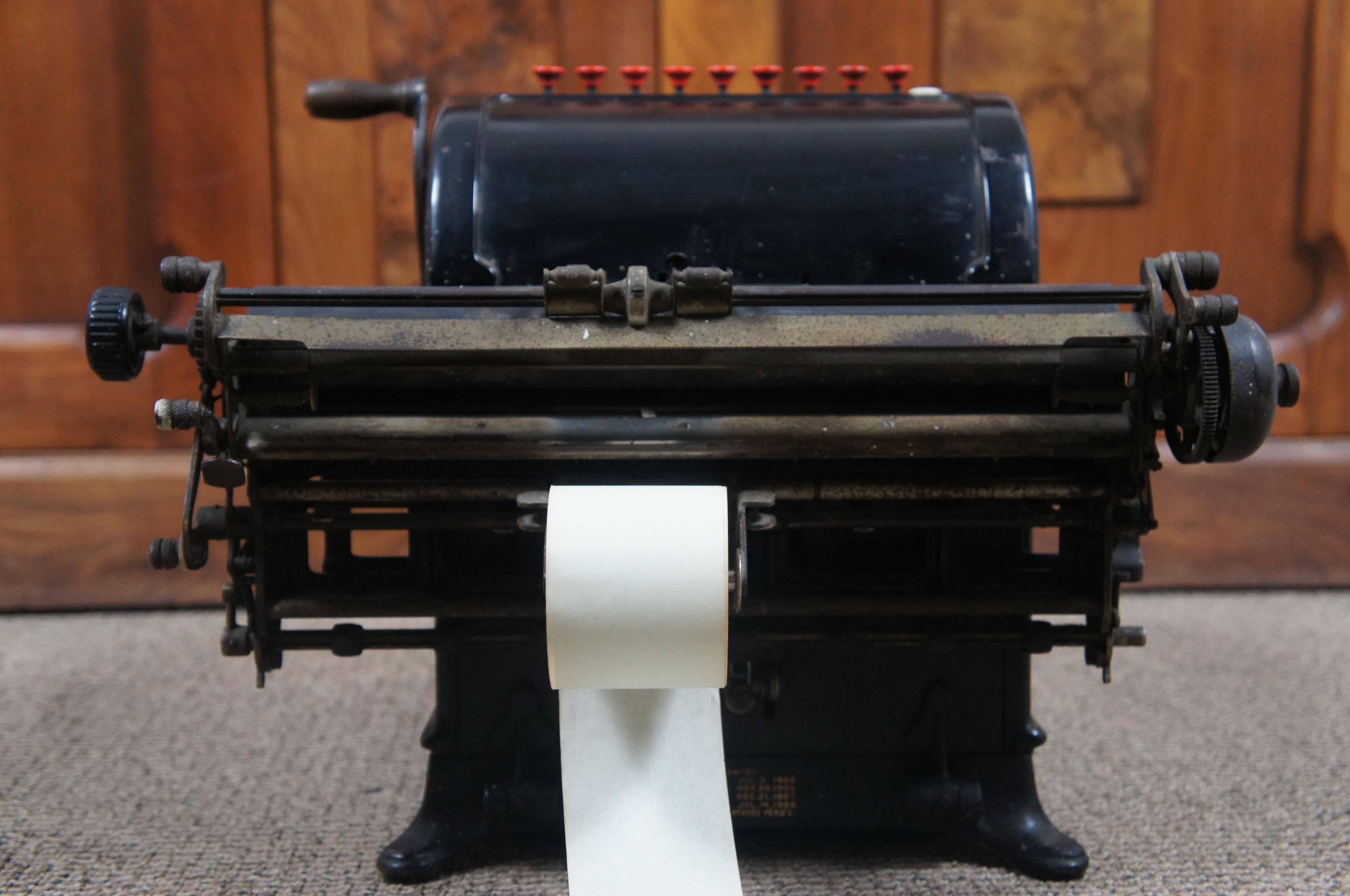 Antique 1910 Burroughs Class 1 No 9 Adding Bookkeeping Typewriter Machine In Good Condition In Dayton, OH