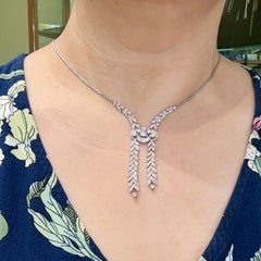 Collier édouardien en platine avec pendentif en diamants, diamants de taille européenne ancienne, CIRCA 1910