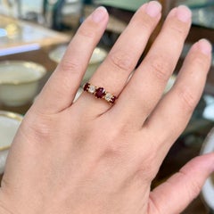 Antike 1910 Edwardian Rubin und alte Mine Cut Diamond Band Ring 18k Gelbgold