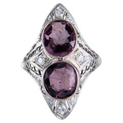 Antique 1910 Edwardian Spinel and Diamond Ring 14k/Platinum