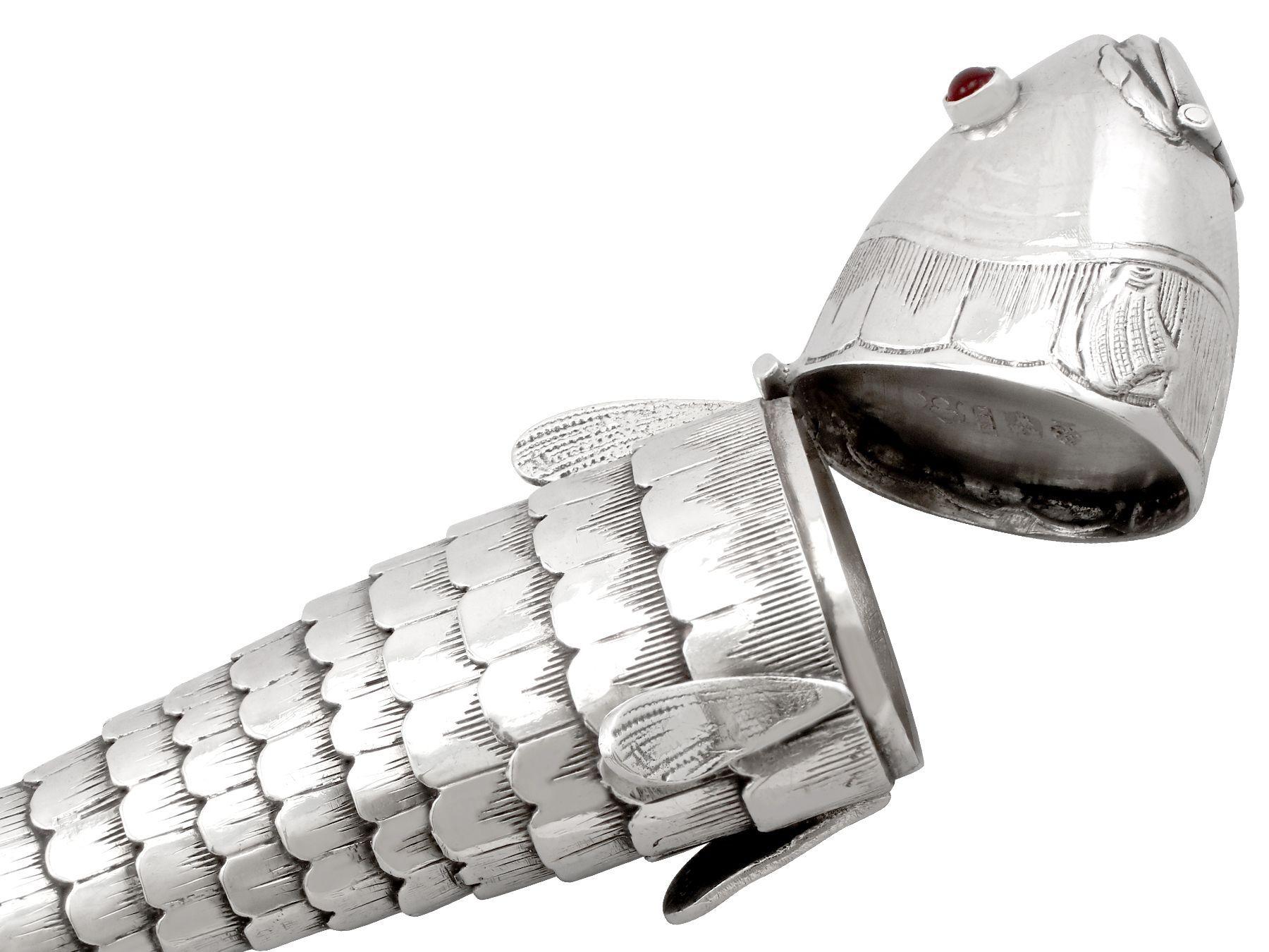 Antique 1910 German Sterling Silver Fish Spice Box 1