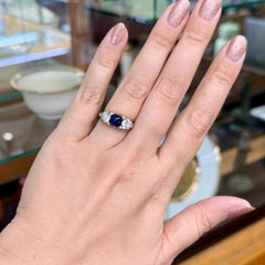 Antique Circa 1910 12-14k Gold No Heat Sapphire & Diamond Ring