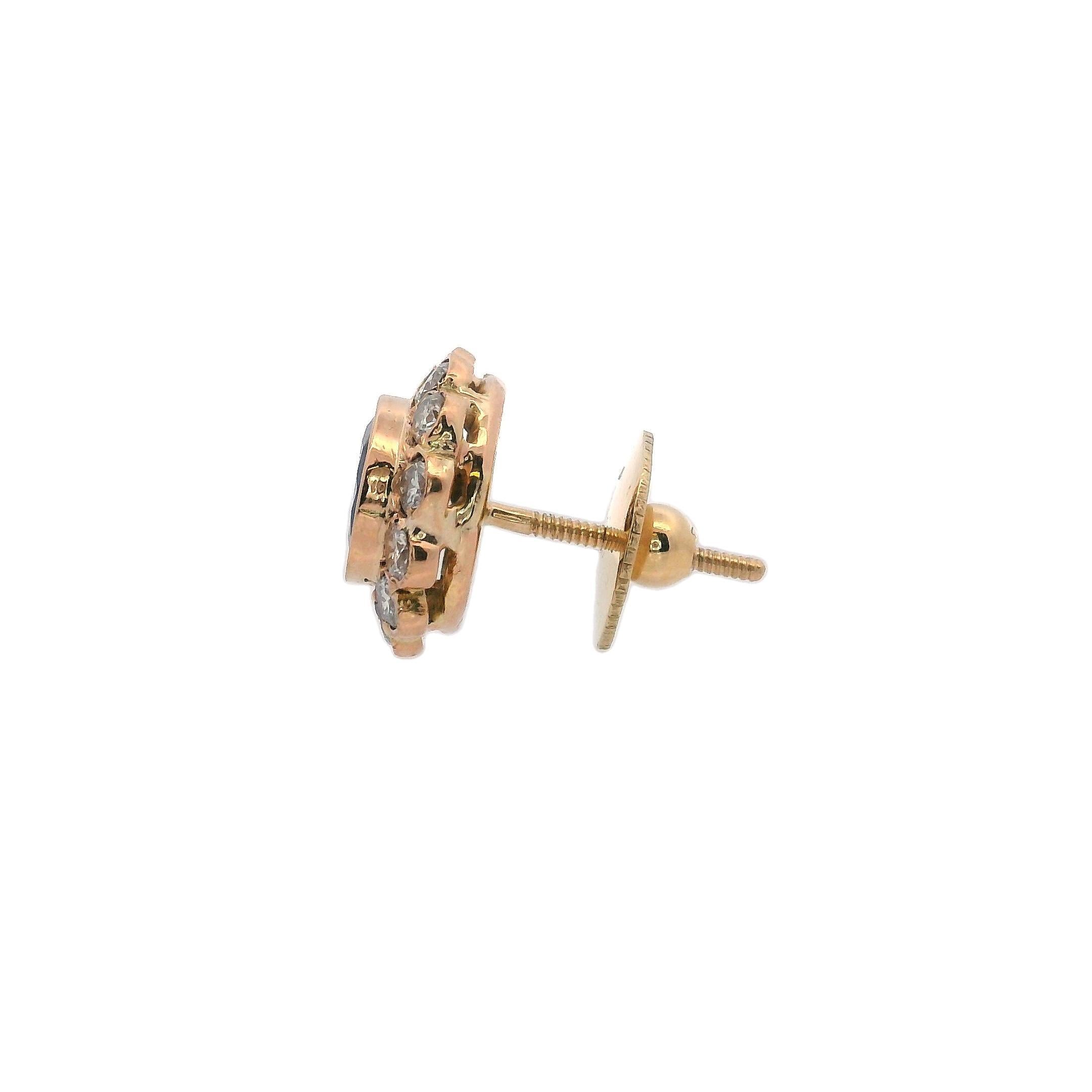 Boucles d'oreilles anciennes en or jaune 18 carats avec saphirs et diamants, 1910 en vente 1
