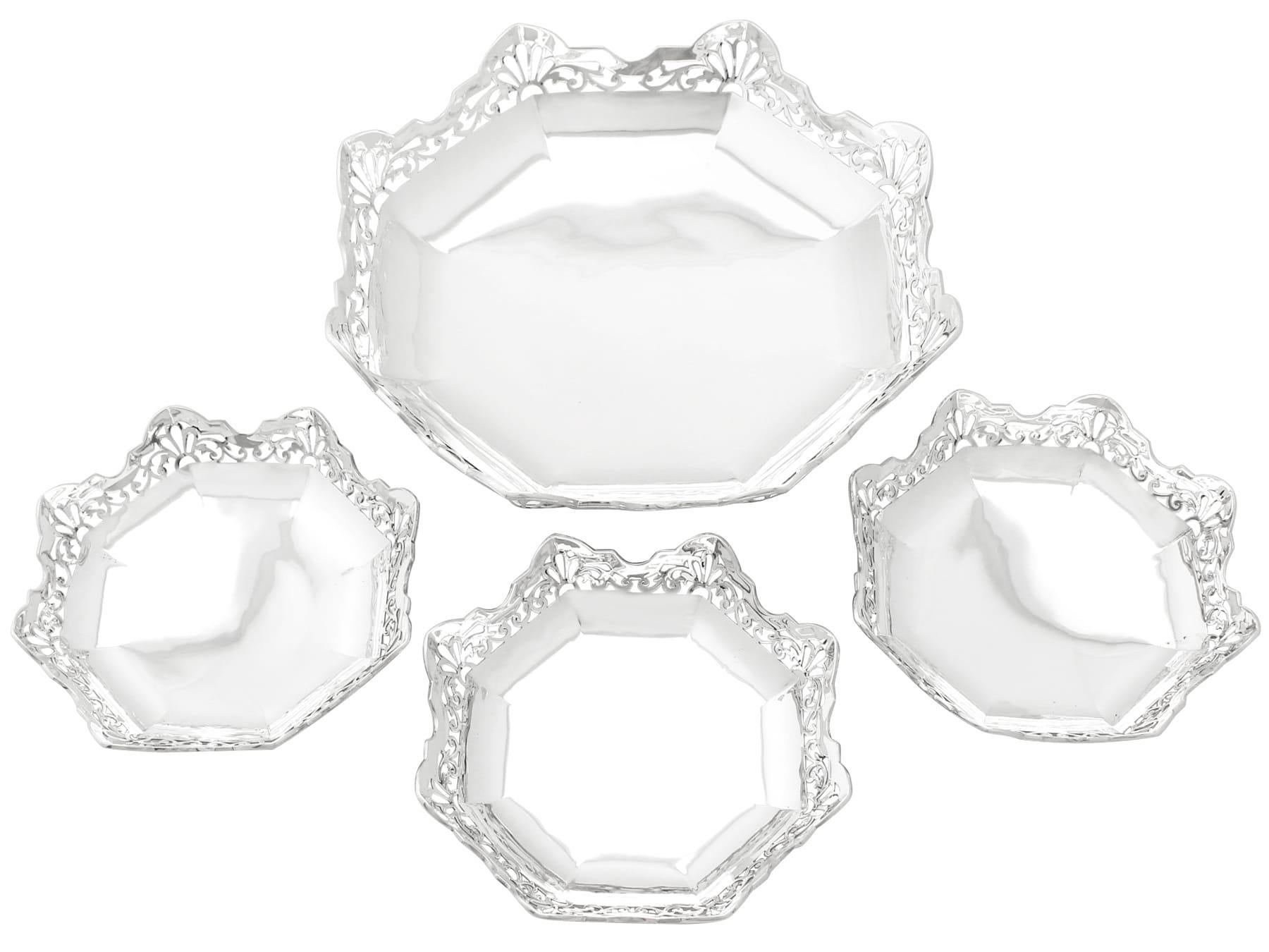 Epergne / Centro de Mesa Antiguo de Plata de Ley de 1910 Eduardiano en venta