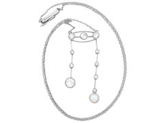 Antique 1910s 1.32 Carat Diamond and Pearl Yellow Gold Necklace