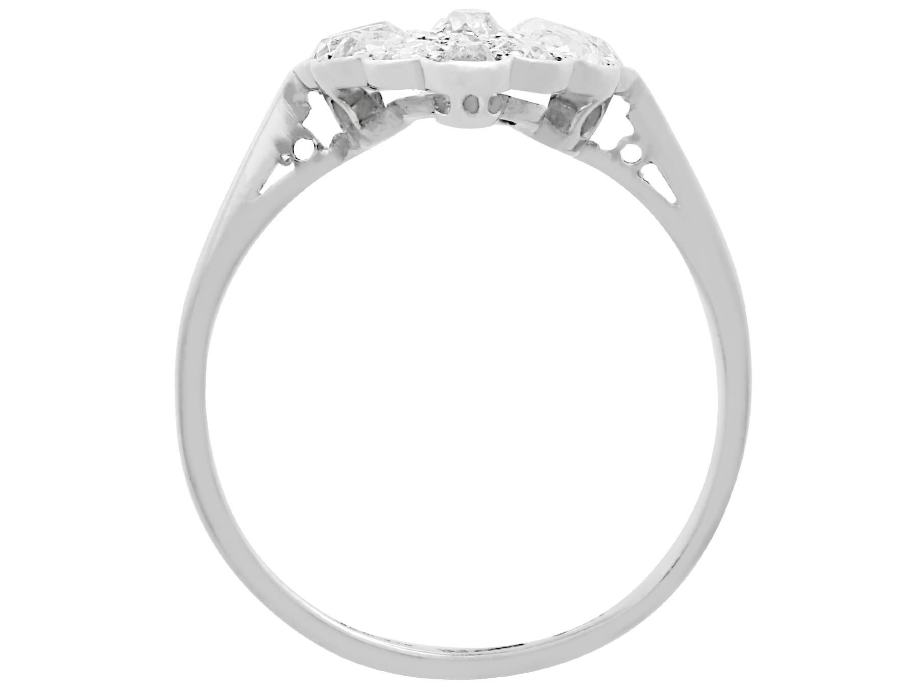 Women's or Men's Antique 1910s 1.54 Carat Diamond and White Gold Platinum Set Marquise Ring For Sale
