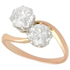 Antique 1910s 1.57 Carat Diamond and Rose Gold Twist Ring
