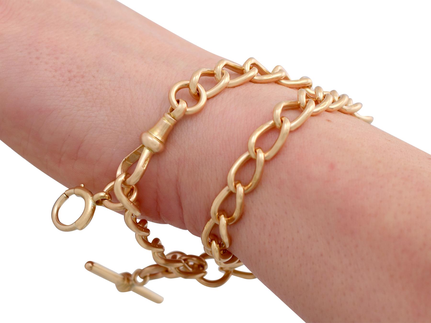 Antique 1910s Yellow Gold Albert Watch Chain 3