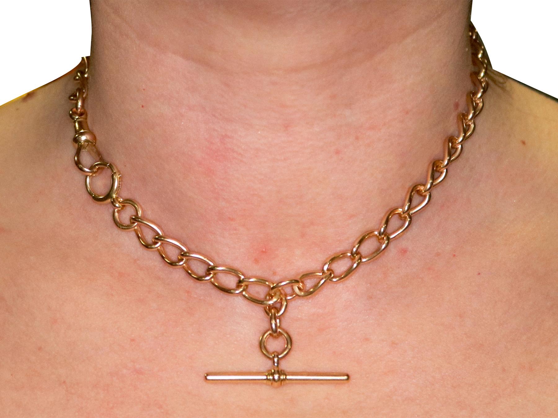 Antique 1910s Yellow Gold Albert Watch Chain 4