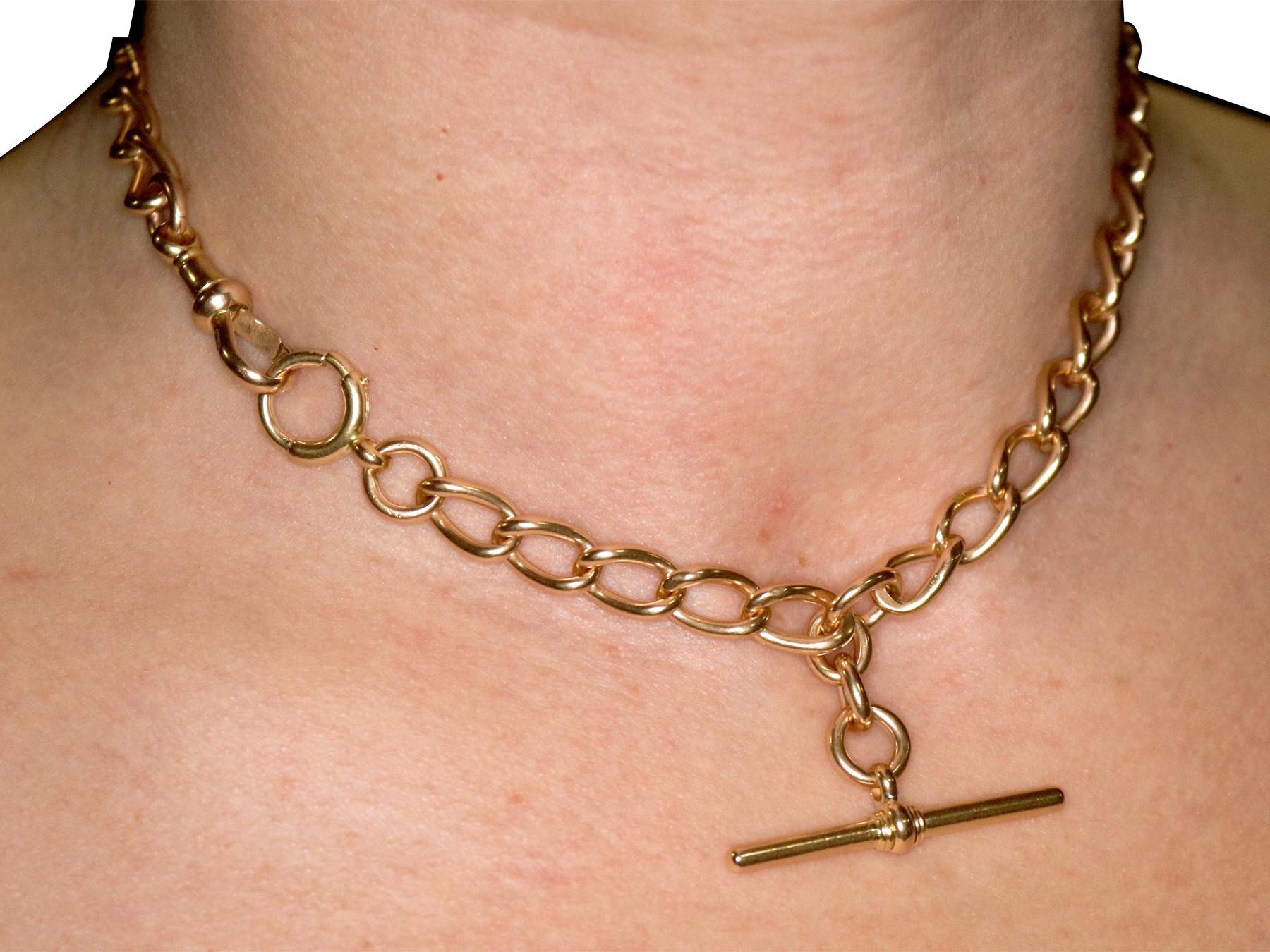 Antique 1910s Yellow Gold Albert Watch Chain 5