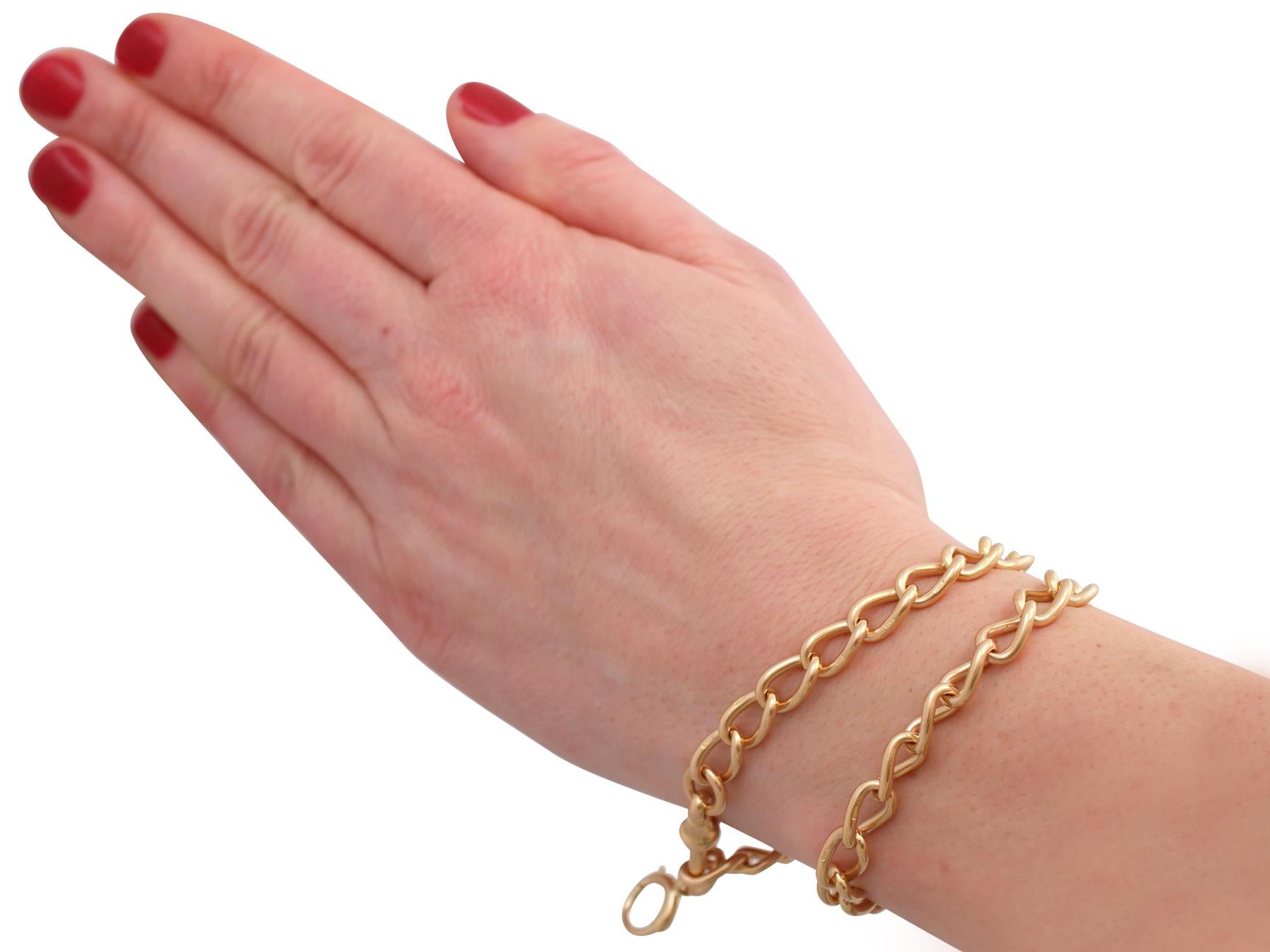 Antique 1910s Yellow Gold Albert Watch Chain 2