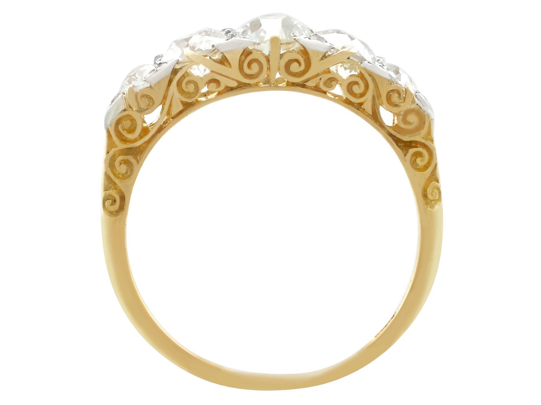 Women's Antique 1910s 2.06 Carat Diamond Five-Stone Yellow Gold Ring