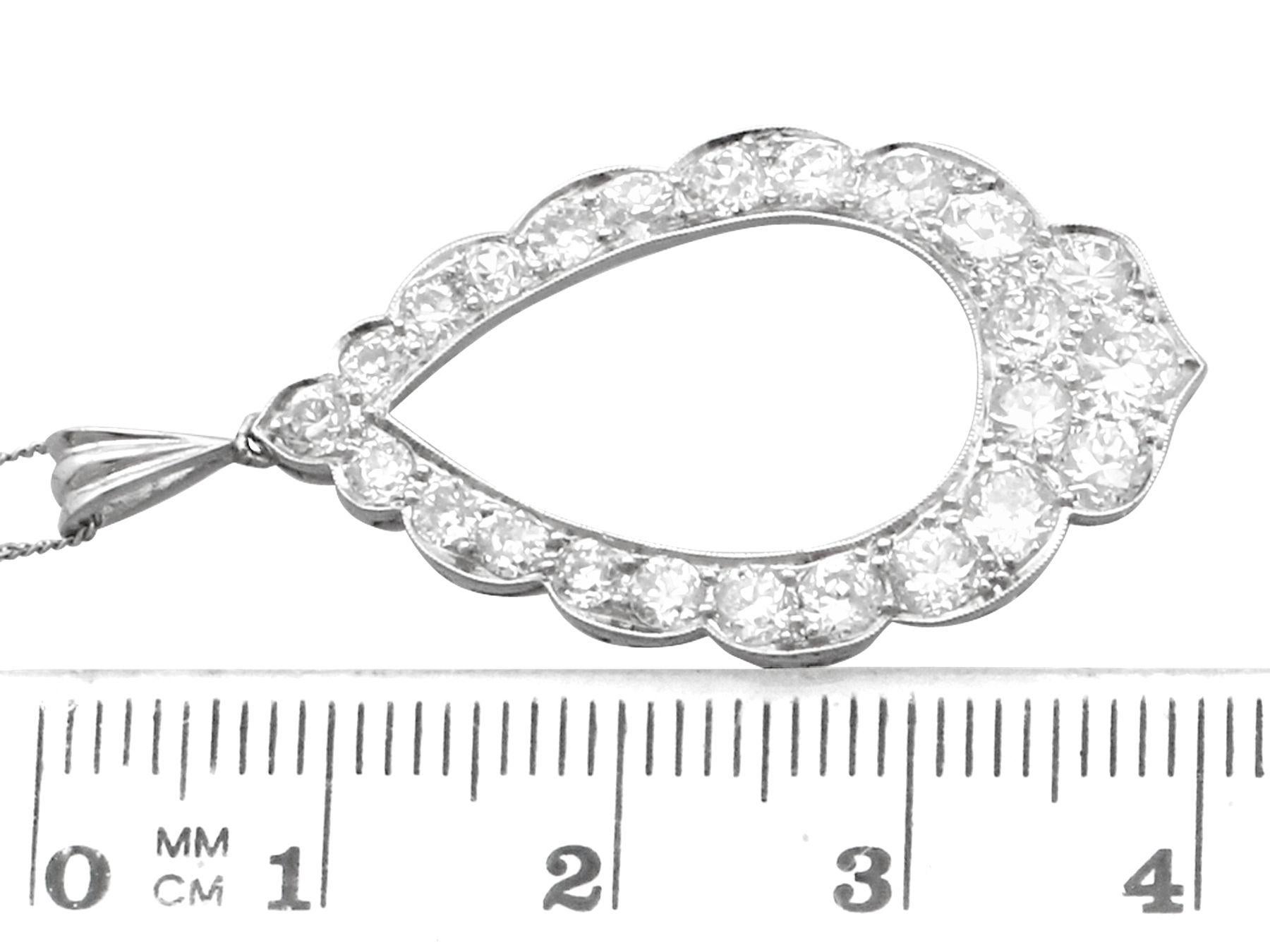 Antique 1910s 2.35 Carat Diamond and Platinum Pendant 1