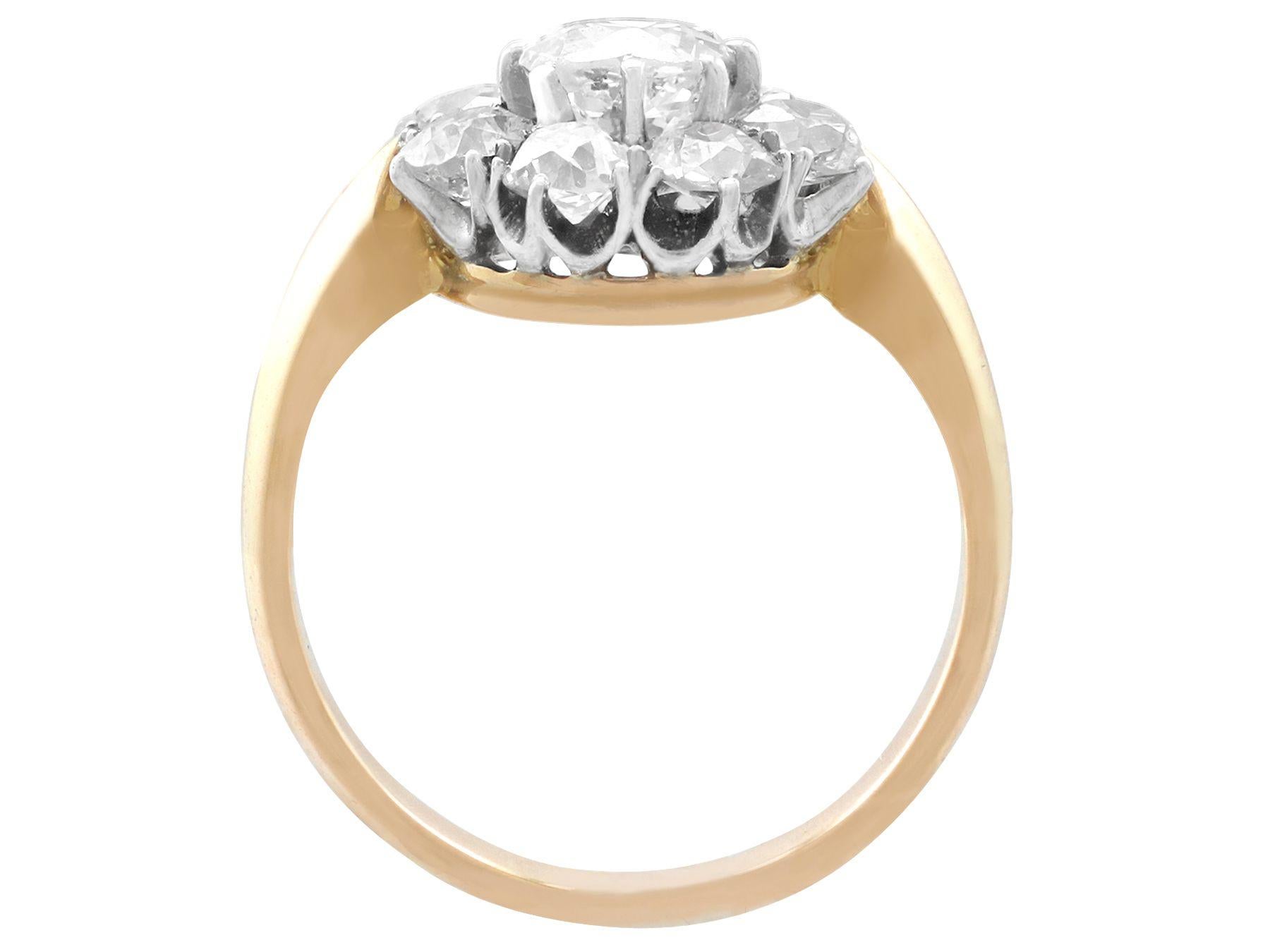 Antique 1910s 2.39 Carat Diamond Yellow Gold Cluster Ring For Sale at ...