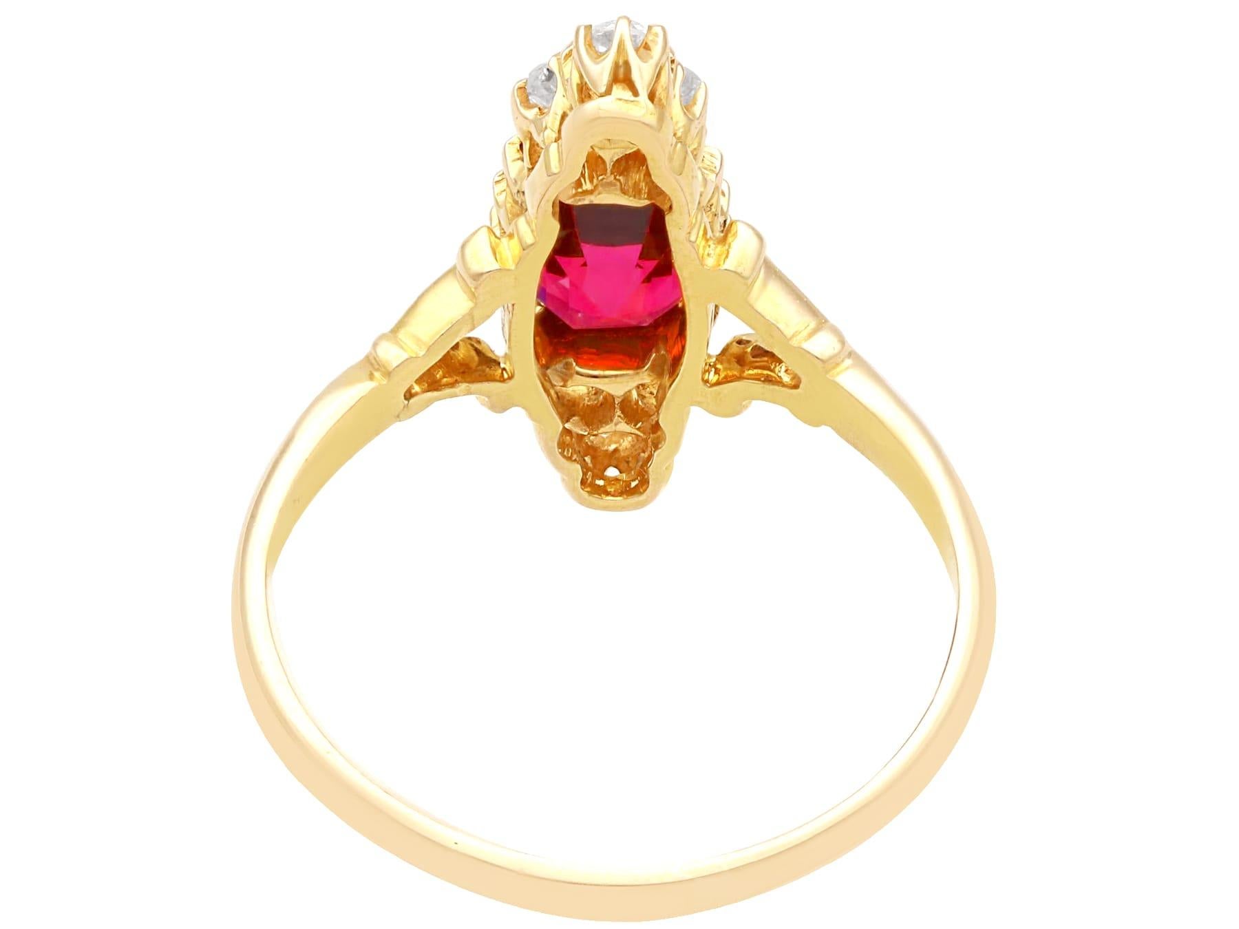 Antique 1910s 2.48 Carat Garnet and Diamond 18k Yellow Gold Cocktail Ring In Excellent Condition For Sale In Jesmond, Newcastle Upon Tyne