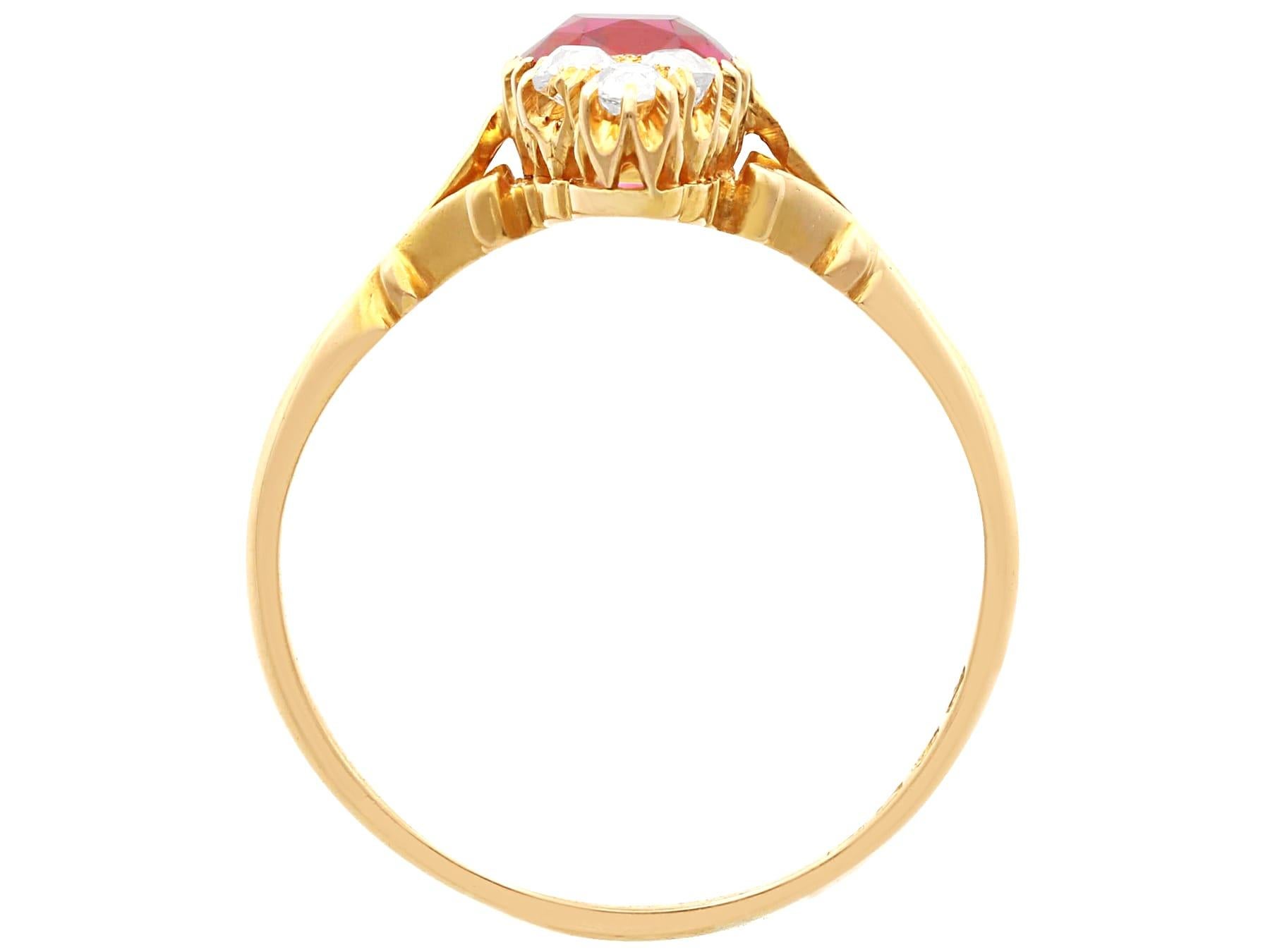Women's or Men's Antique 1910s 2.48 Carat Garnet and Diamond 18k Yellow Gold Cocktail Ring For Sale