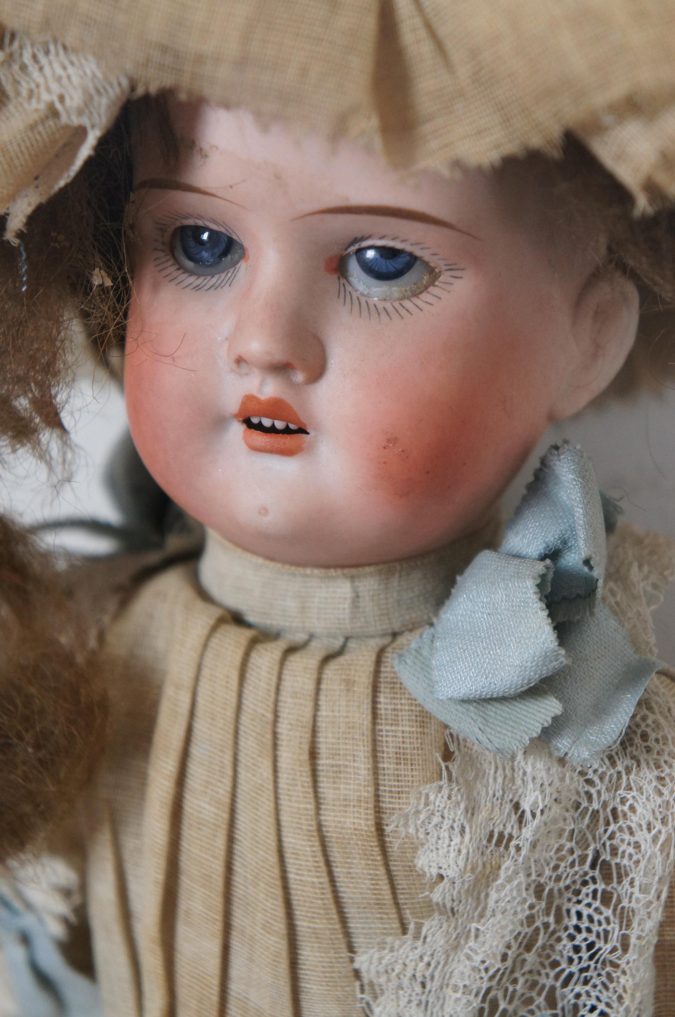 Early 20th Century Antique 1910s Armand Marseille Bisque Head Wiefel W & Co Character Doll For Sale