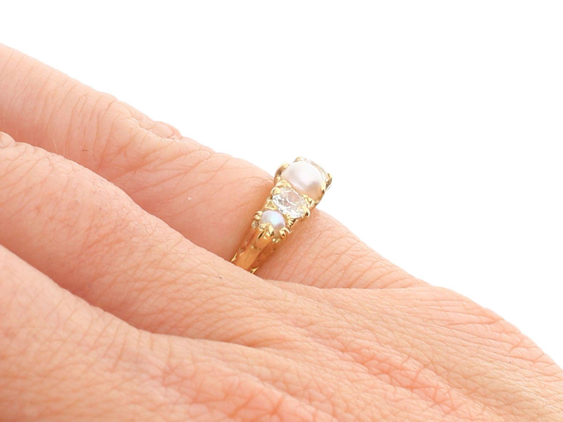 Antique 1910s Diamond and Pearl Yellow Gold Cocktail Ring 2