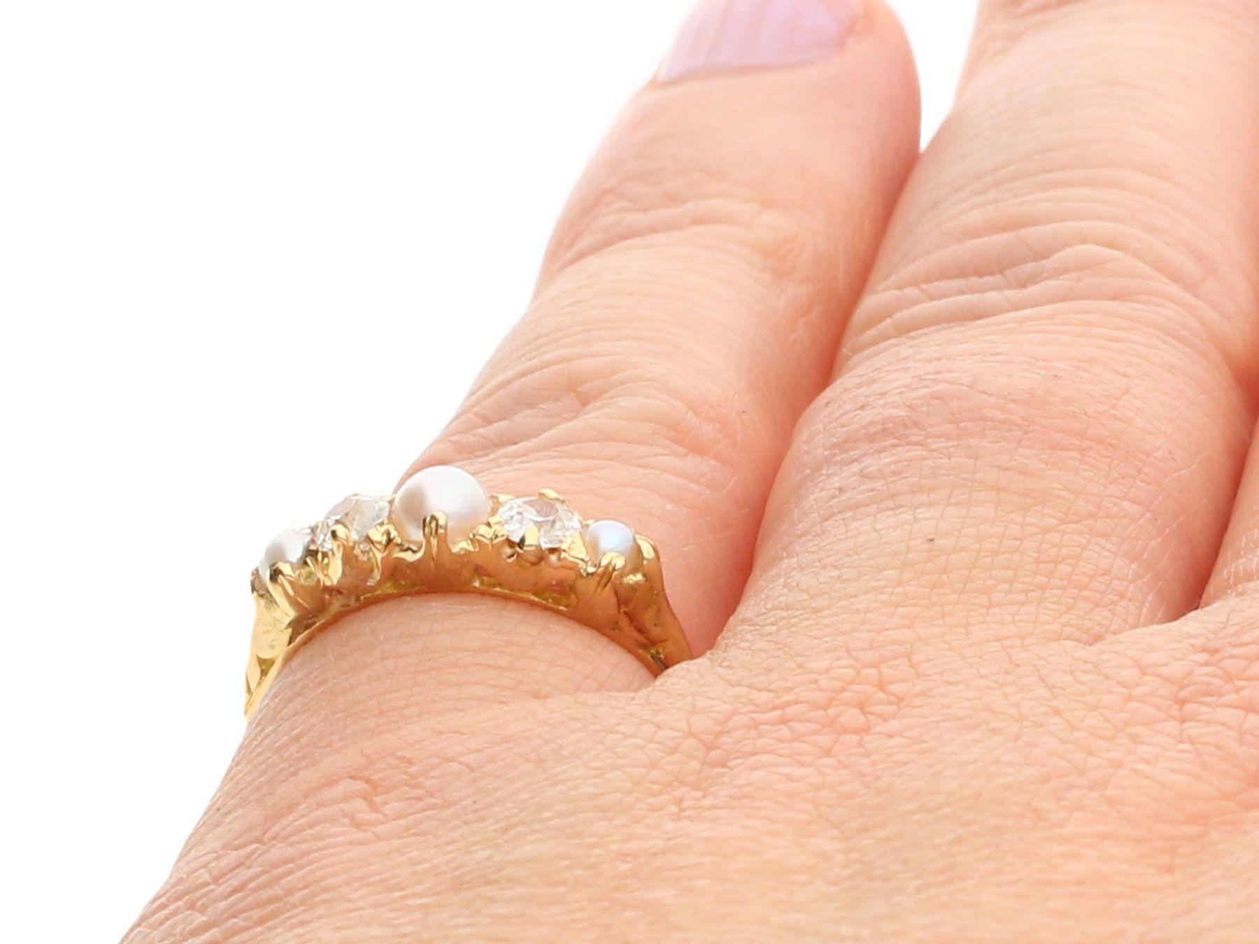 Antique 1910s Diamond and Pearl Yellow Gold Cocktail Ring 3