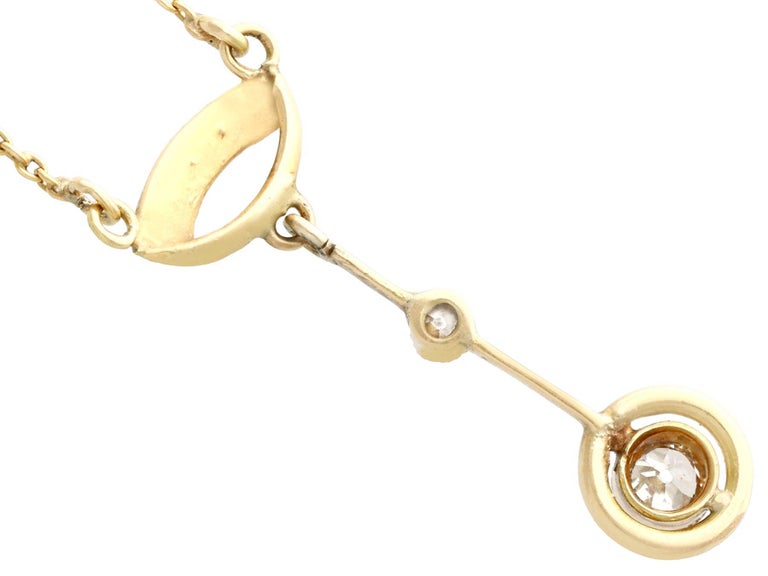 Antique 1910s Diamond and Pearl Yellow Gold Pendant For Sale at 1stDibs