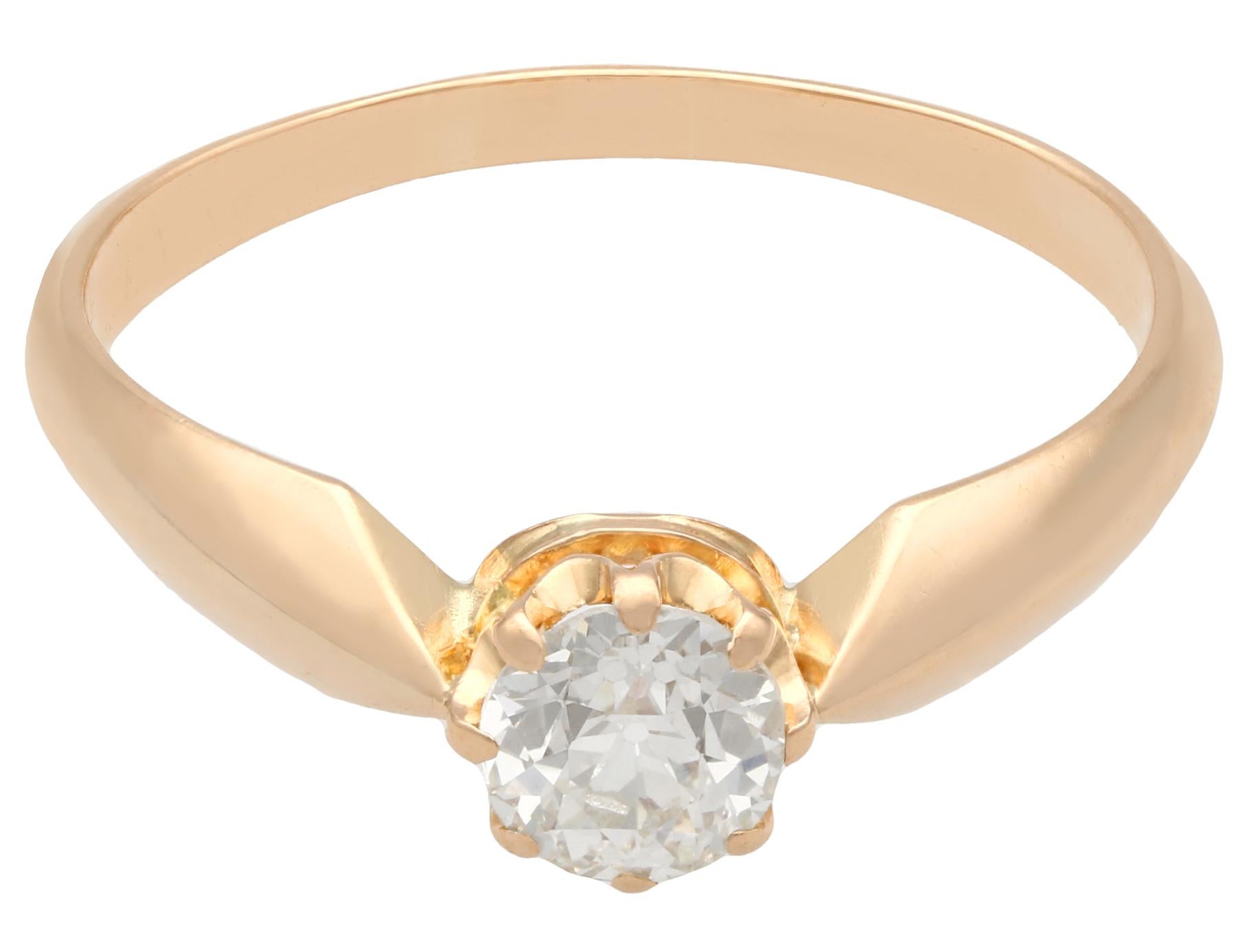 Antiker 1910er Jahre Verlobungsring aus Diamant und Roségold mit Solitär Damen im Angebot