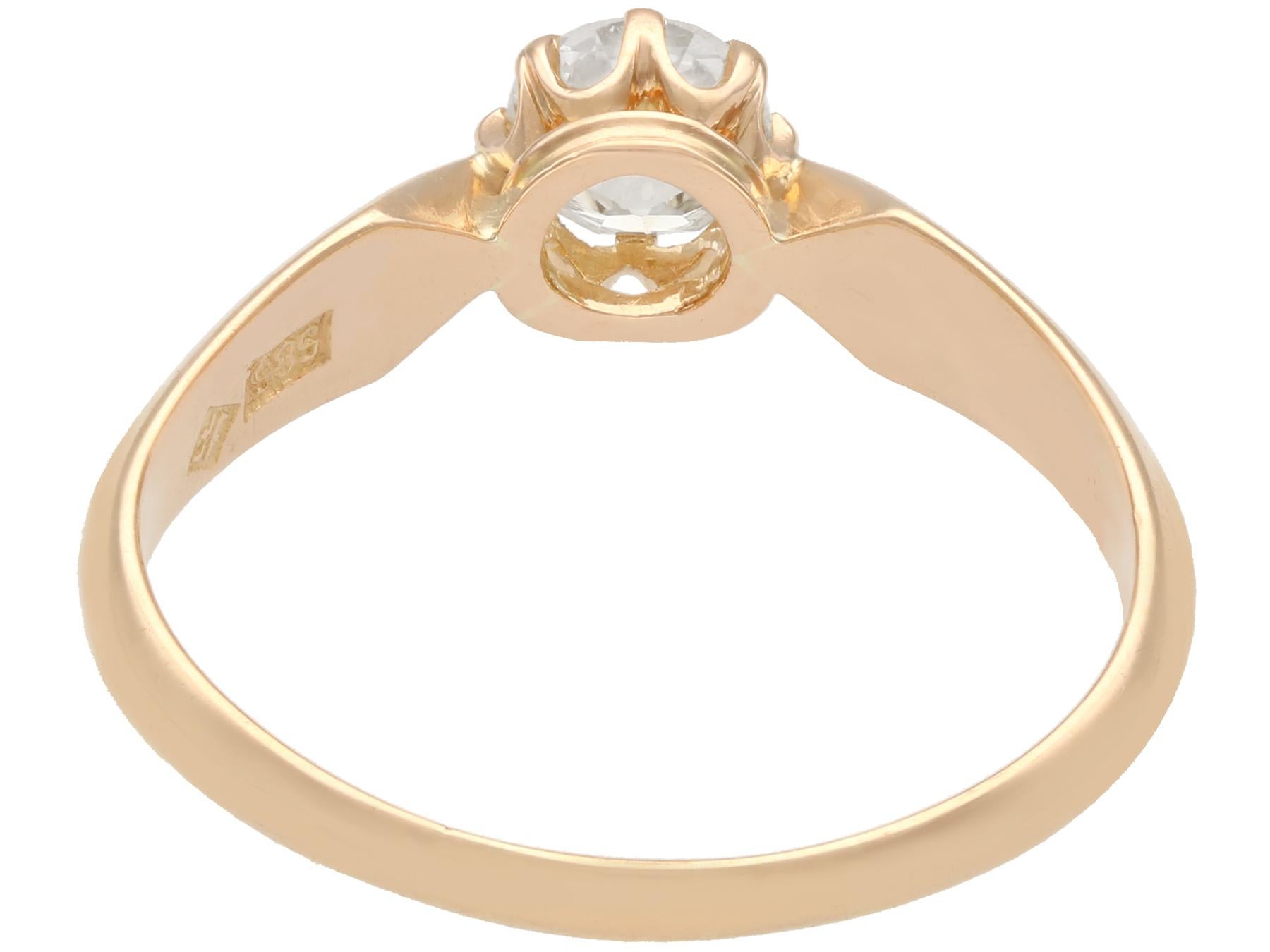 Antiker 1910er Jahre Verlobungsring aus Diamant und Roségold mit Solitär im Angebot 1