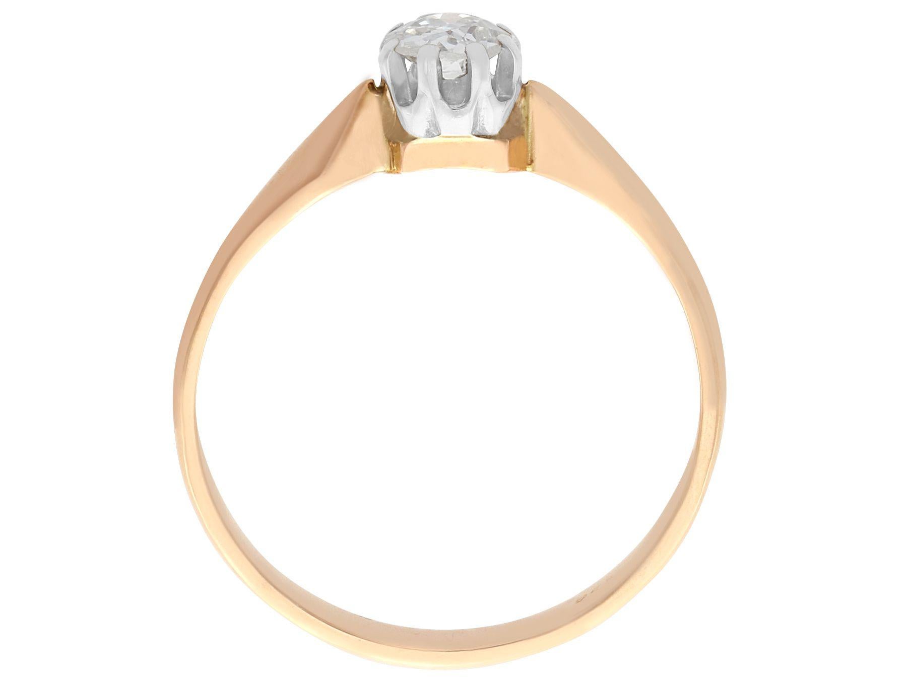 1910s Diamond and Rose Gold Solitaire Ring For Sale 1